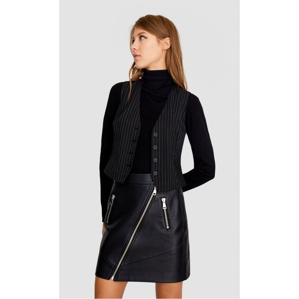 Стилен дамски елек, фино райе, STRADIVARIUS